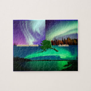 Norra Ljus i Alaska Collage Pussel