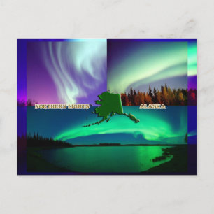 Norra ljus i Alaska-kollage Vykort