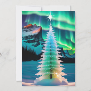 norra ljus julgran julkort