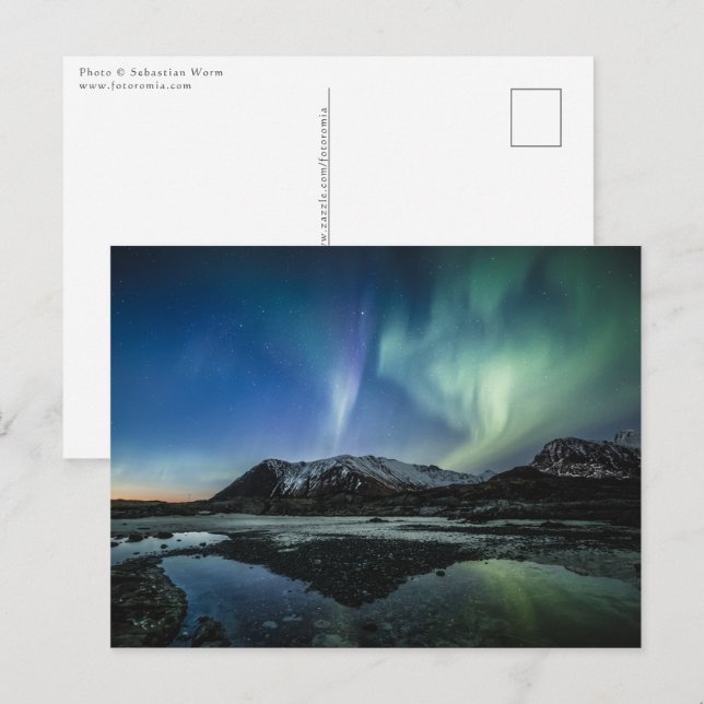 Norra Ljus Lofoten Vykort (Fram/baksida)