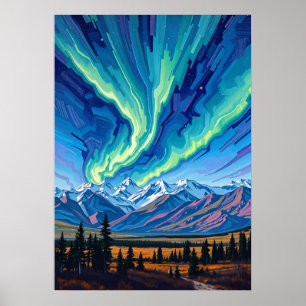 Norra Ljus över Denali Poster