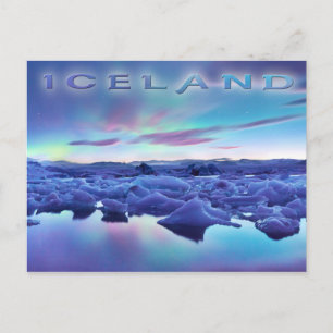 Norra Ljus över Jokulsarlon sjö, Island Vykort