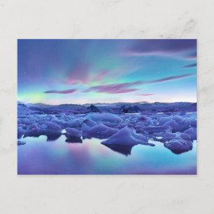 Norra Ljus över Jokulsarlon sjö, Island Vykort