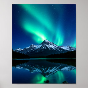 Norra Ljus över snöbergen Poster