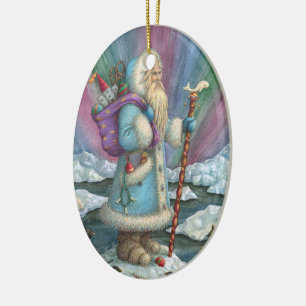 Norra Ljus SANTA CHRISTMAS PORCELAIN ORNAMENT