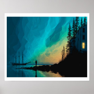 Norra Ljus, sjöslinga, insida ljus Poster