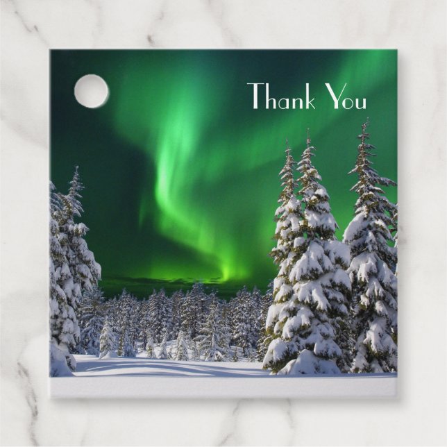 Norra ljus under vintern gåvor etiketter (Framsida)
