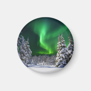 Norra ljus under vintern magnet
