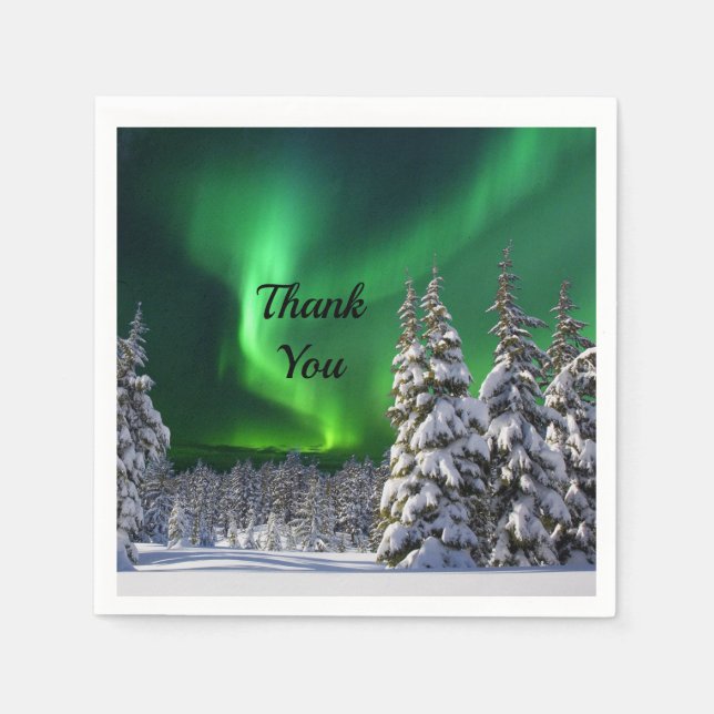 Norra ljus under vintern pappersservett (Framsidan)