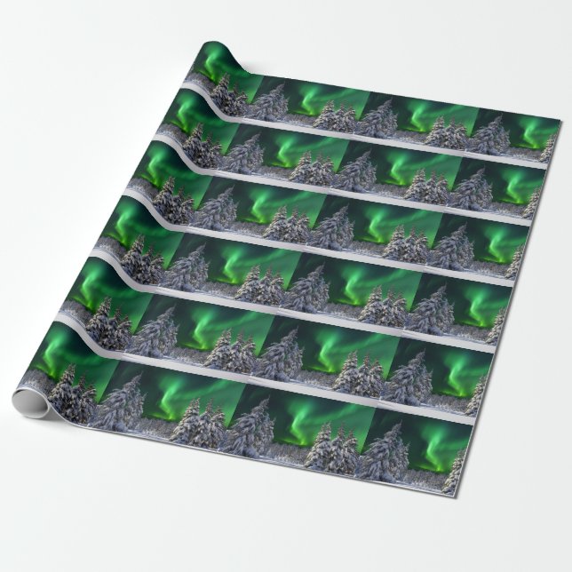 Norra ljus under vintern presentpapper (Utrullad)