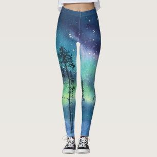 Norra ljus, vattenfärgslandskap leggings