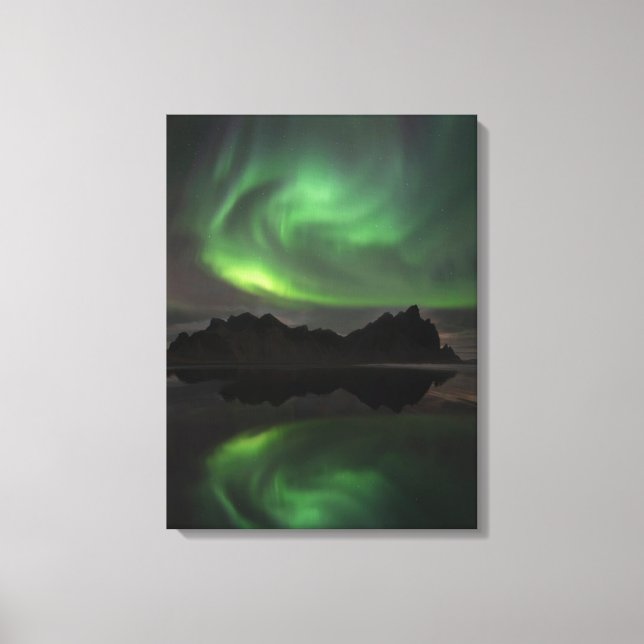 Norra Ljus | Vestrahorn Beach Hofn, Island Canvastryck (Framsida)