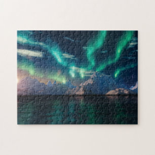 Norra Ljuset över Vattenen  Aurora Borealis Pussel