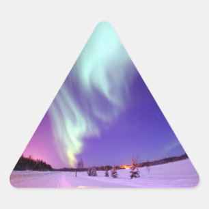 Norra Ljuset Shine i Alaska Himlar Sticker Triangelformat Klistermärke