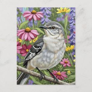 Norra Mockingbird med Flowers Vykort