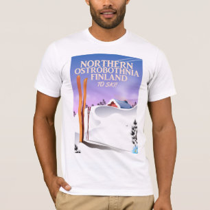 Norra Österbotten Finland skidplakat T-shirt