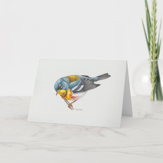 Norra parula Warbler Art Card Tack Kort (Framsida)