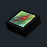 Norra röda kardinalfågelboxen minnesask<br><div class="desc">Snygg nordlig rödkardinal Bird Painting Art Watercolor Miged - Grönt</div>