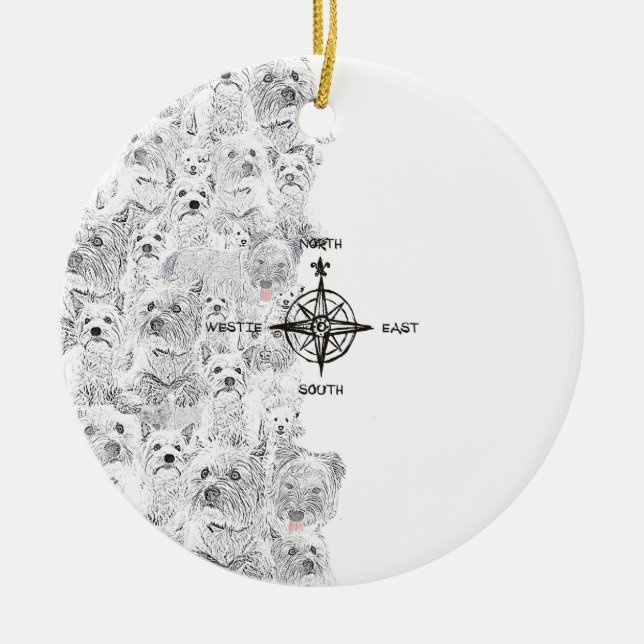 Norra södra Öster och västra Hund Julgransprydnad Keramik (Framsidan)