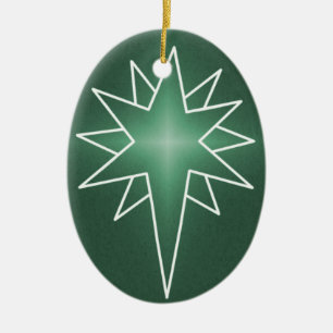 Norra stjärnans oval Jul Ornament, Grönt Julgransprydnad Keramik