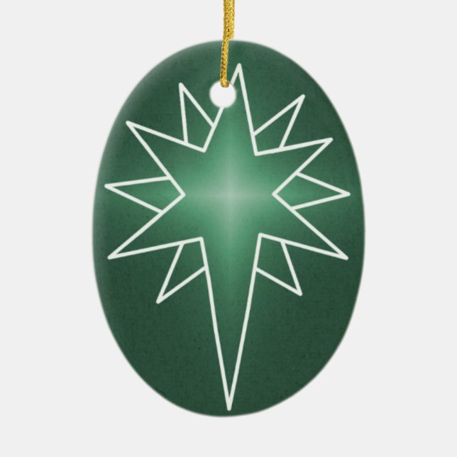 Norra stjärnans oval Jul Ornament, Grönt Julgransprydnad Keramik (Framsidan)
