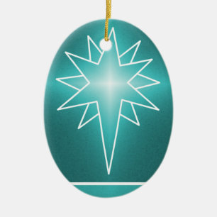 Norra stjärnans oval Jul Ornament, Turkos Julgransprydnad Keramik