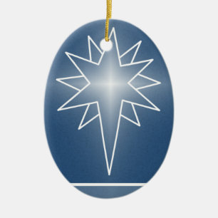 Norra stjärnornas oval Jul Ornament, blå Julgransprydnad Keramik