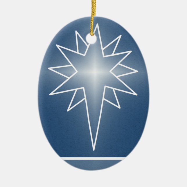 Norra stjärnornas oval Jul Ornament, blå Julgransprydnad Keramik (Framsidan)