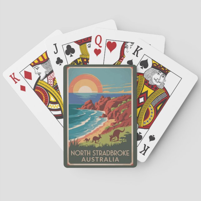 Norra Stradbroke Island Kangaroos Illustration Casinokort (Baksidan)