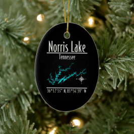 Norris Lake Tennessee Kartkoordinater Keramik Julgransprydnad Keramik