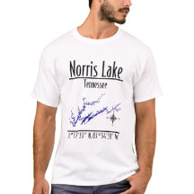 Norris Lake Tennessee Kartkoordinater T-Shirt