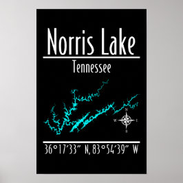 Norris Lake Tennessee Kustlinjekoordinater Poster