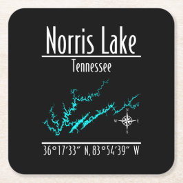 Norris Lake Tennessee Strandkartas Koordinater Underlägg Papper Kvadrat