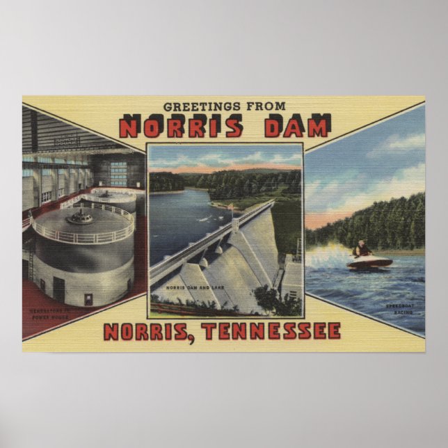 Norris, Tennessee - Hälsning från Norris Dam Poster (Framsidan)