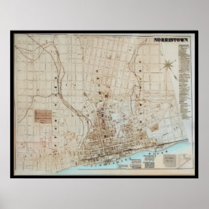 Norristown Karta PA Pennsylvania 1871 Poster
