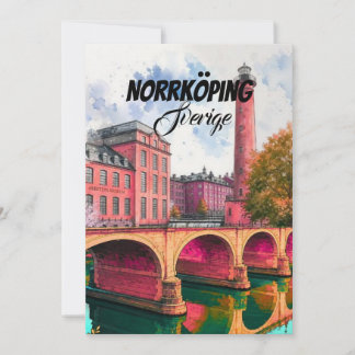 Norrköping Affisch Sverige Resa Tryck Vintage Vägg Inbjudningar