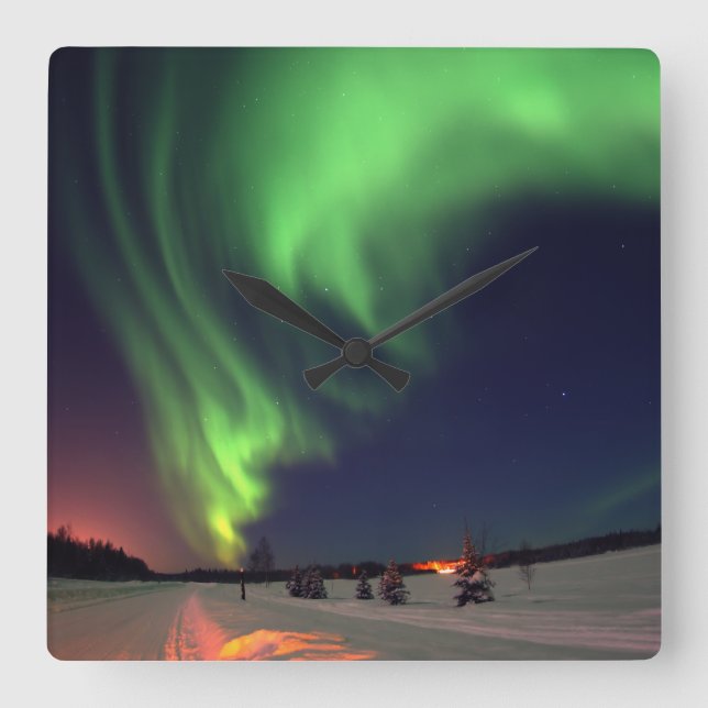 Norrljus Alaskabild Fyrkantig Klocka (Framsida)
