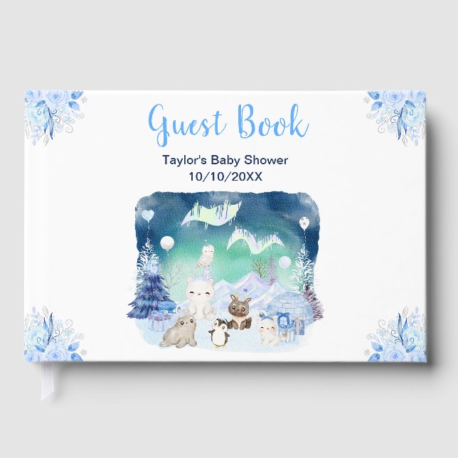 Norrljus Arktiska Djur Baby Shower Gästböcker (Framsida)