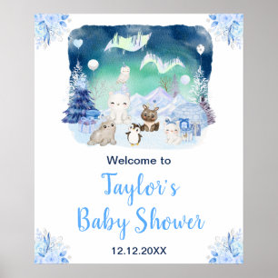 Norrljus Arktiska Djur Baby Shower Välkommen Poster