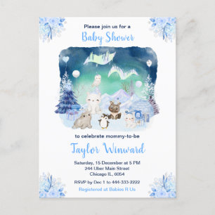 Norrljus Arktiska Djur Baby Shower Vykort