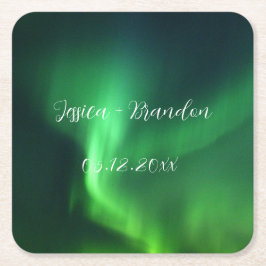 Norrljus Aurora Borealis Bröllop Underlägg Papper Kvadrat