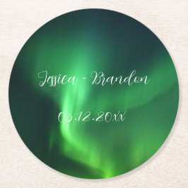 Norrljus Aurora Borealis Bröllop Underlägg Papper Rund