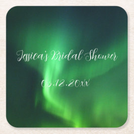 Norrljus Aurora Borealis Bröllopsdusch Underlägg Papper Kvadrat