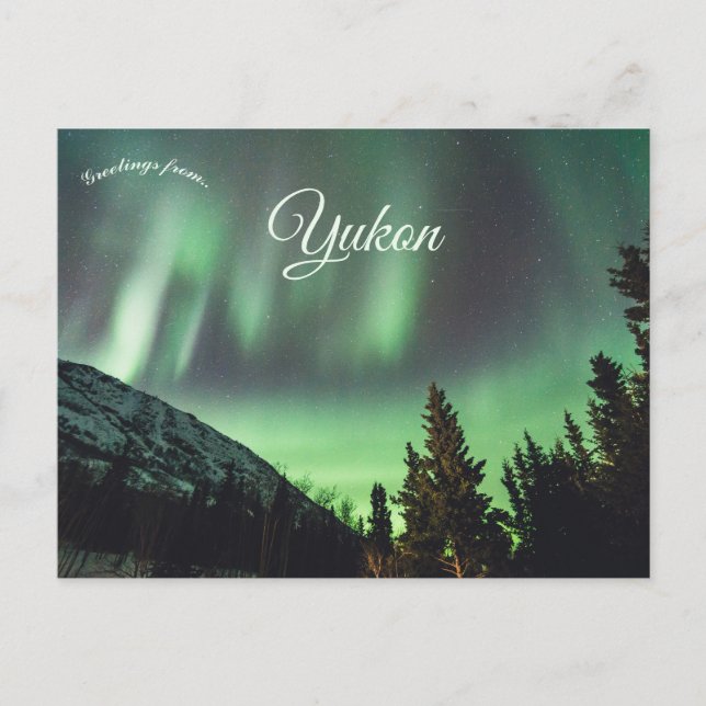Norrljus Aurora Borealis i Yukon Kanada Vykort (Framsida)