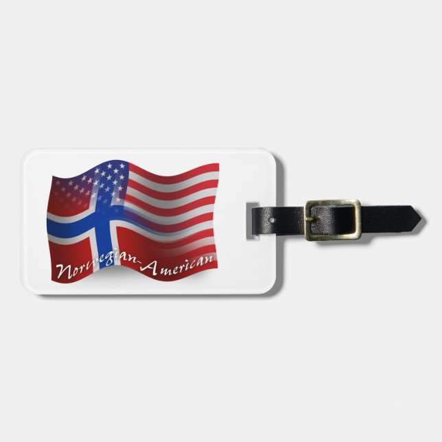 Norrman-Amerikan som vinkar flagga Bagagebricka (Horisontell Framsida)