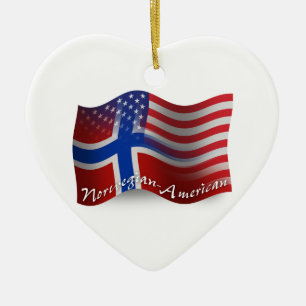 Norrman-Amerikan som vinkar flagga Julgransprydnad Keramik
