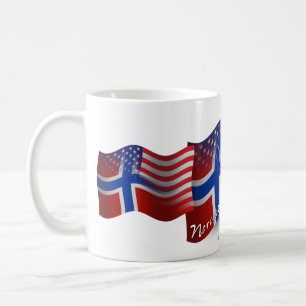 Norrman-Amerikan som vinkar flagga Kaffemugg