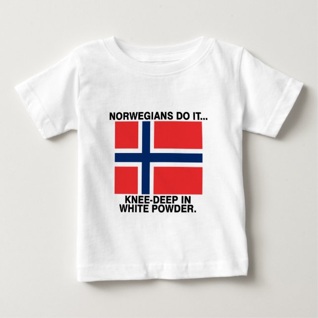 Norrmän Gör Det... Knädjupt i Vitt Pulver Tee Shirt (Framsida)
