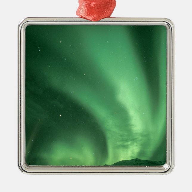 Norrsken, Aurora borealis, över förberg Julgransprydnad Metall (Framsidan)