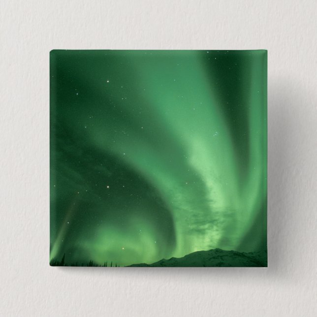 Norrsken, Aurora borealis, över förberg Knapp (Framsida)